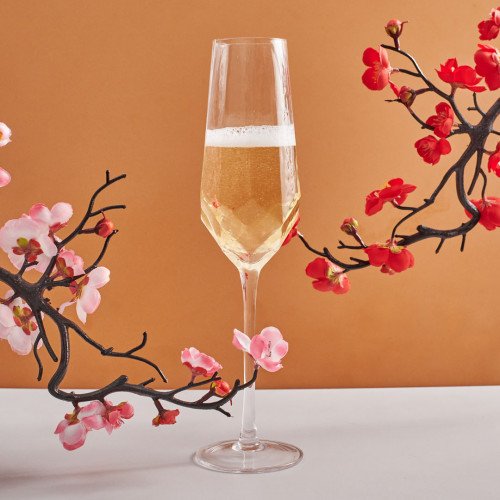 Crown Patterned Champagne Glass 310ml - Natural