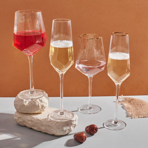 Crown Patterned Champagne Glass 310ml - Natural 3