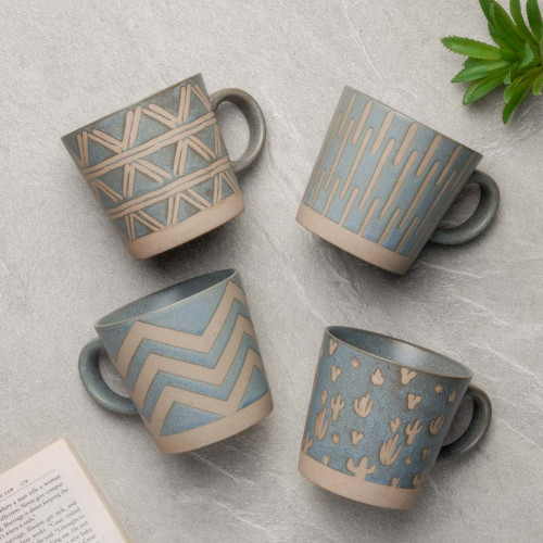 Hollie Patterned Mug 350ml - Wave Green 8