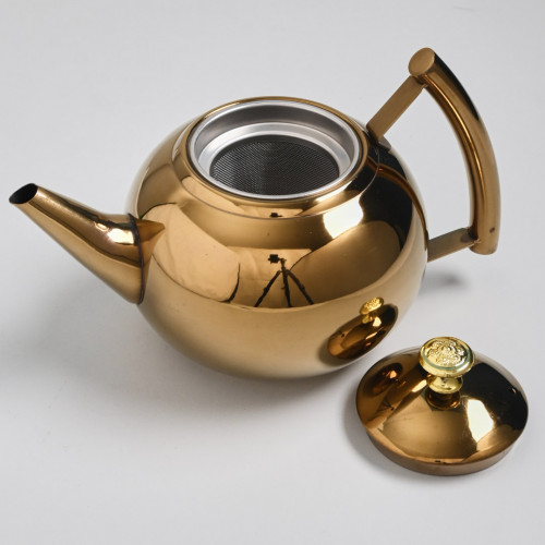 Stainless Steel Pearl Teapot with Filter 1L - Gold 4