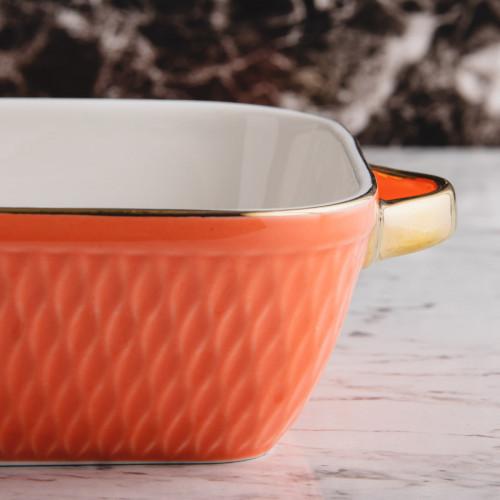 Argyle Rectangular Baking Pan 10" - Orange 4