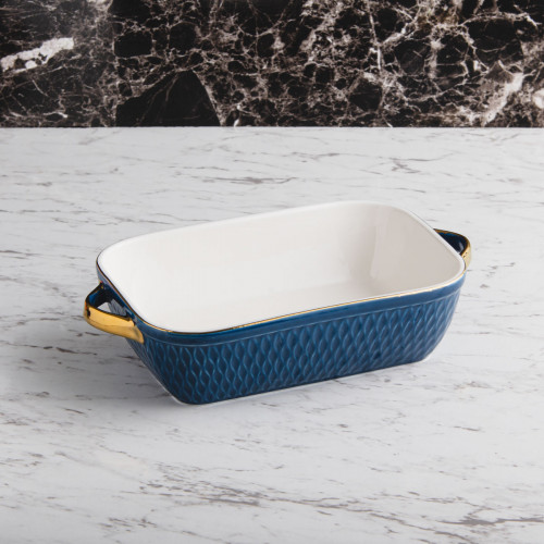Argyle Rectangular Baking Pan 10" - Blue 2