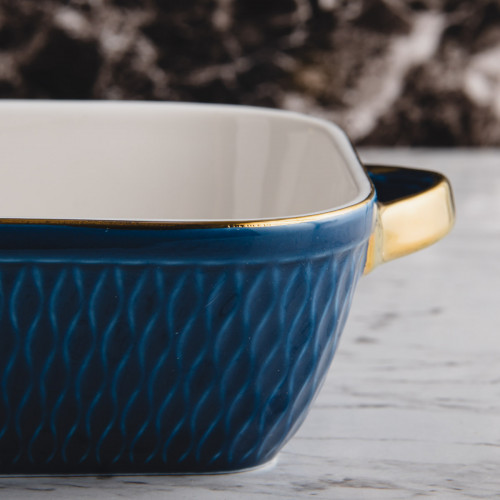 Argyle Rectangular Baking Pan 10" - Blue 4