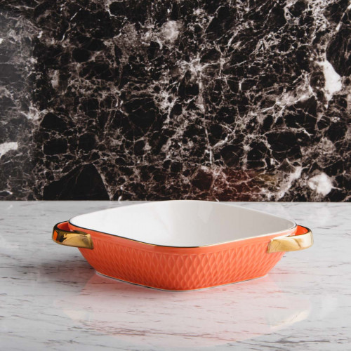 Argyle Diamond Baking Pan 10" - Orange