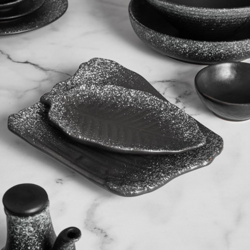 Black Kemuri Asymmetric Salad Plate 9" 4