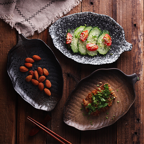 Dark Brown Leaf Shape Salad Plate 8" 4