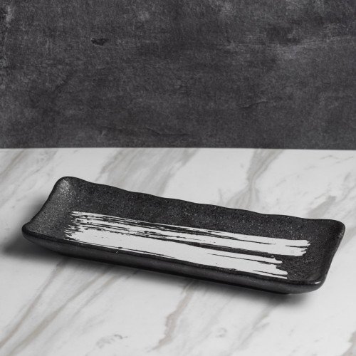 Vanity Black Long Plate 8"