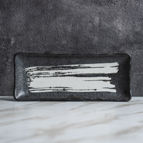 Vanity Black Long Plate 8" 5
