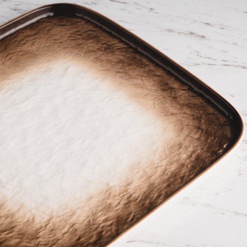 Glacier Brown Square Plate 8" 2