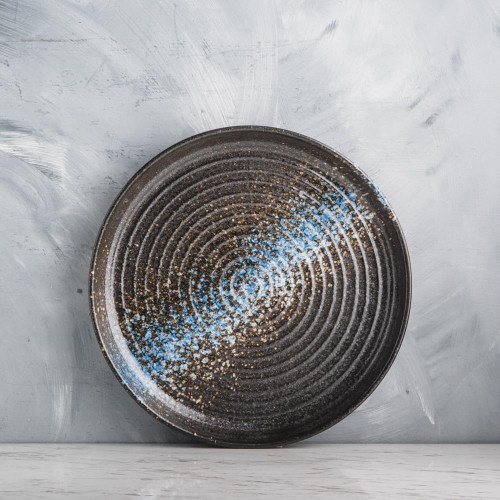 Luster Blue Textured Dinner Plate 10"