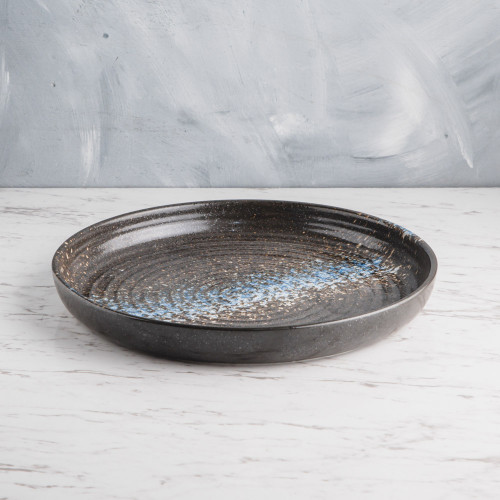 Luster Blue Textured Dinner Plate 10" 3