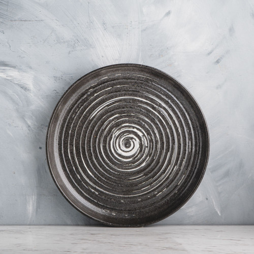 Vanity Black Textured Dinner Plate 10"