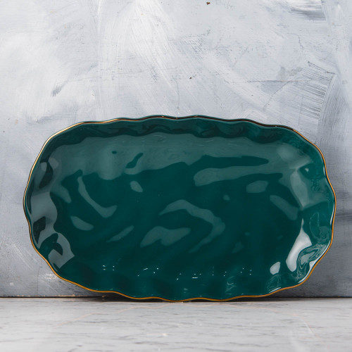 Sliver Tint Green Long Platter 12"