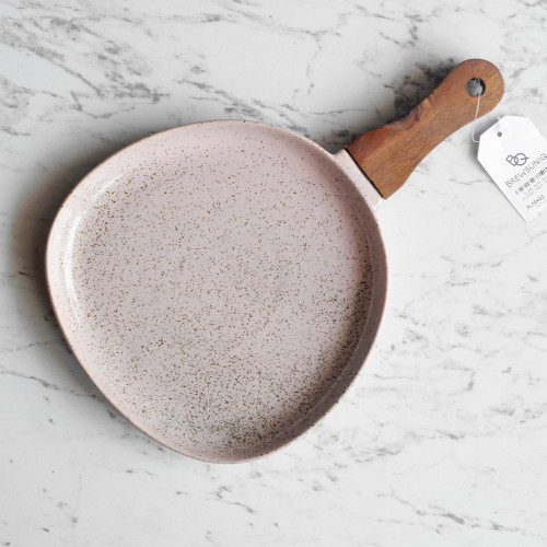 Crepe Pink Serving Platter with Handle 12"