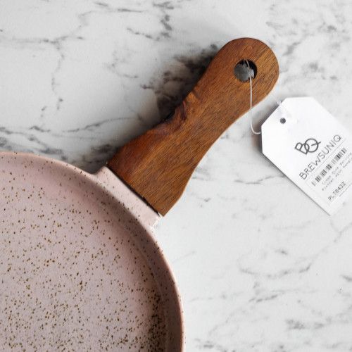 Crepe Pink Serving Platter with Handle 12" 3