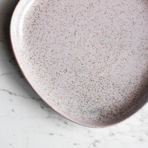 Crepe Pink Serving Platter with Handle 12" 4