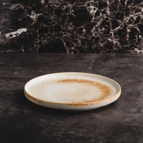 Torched Cream High-rim Plate 8" 2
