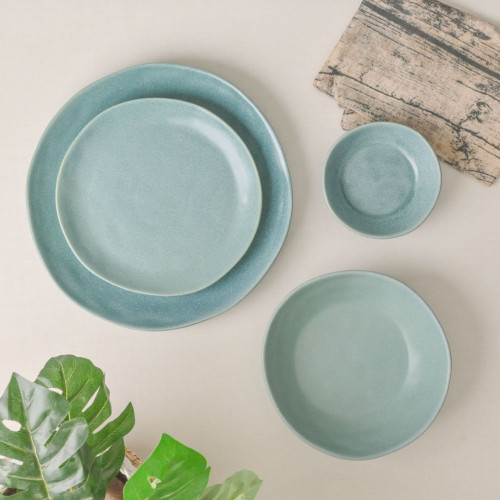 Altered Dinner Plate 11" - Teal 2