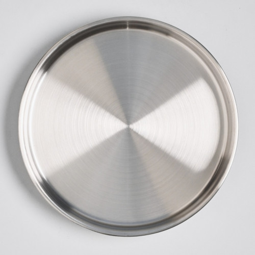 Korea Style Stainless Steel Flat Bottom Round Plate 21cm - Brushed