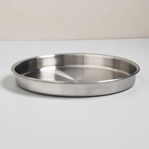 Korea Style Stainless Steel Flat Bottom Round Plate 21cm - Brushed 2