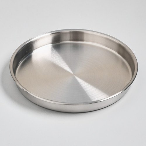 Korea Style Stainless Steel Flat Bottom Round Plate 21cm - Brushed 3