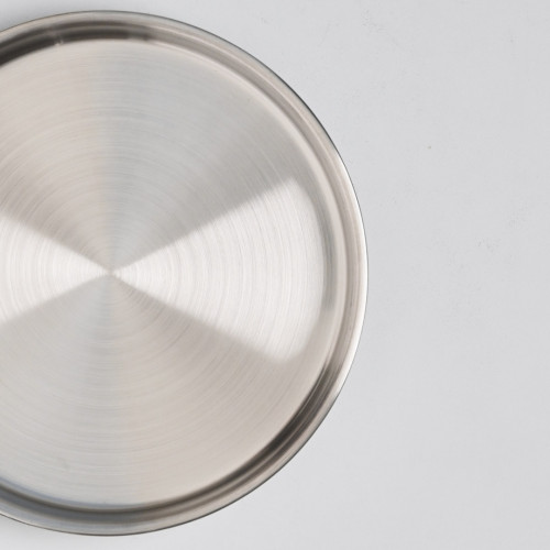 Korea Style Stainless Steel Flat Bottom Round Plate 21cm - Brushed 4