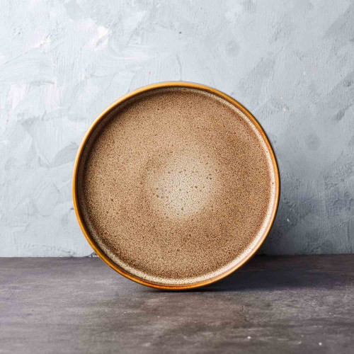 Korea Style Stainless Steel Flat Bottom Round Plate 21cm - Brushed 11