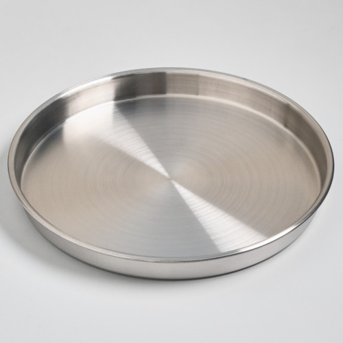 Korea Style Stainless Steel Flat Bottom Round Plate 25.5cm - Brushed 2