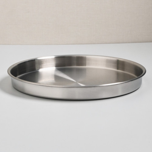 Korea Style Stainless Steel Flat Bottom Round Plate 25.5cm - Brushed 3