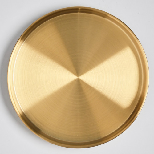 Korea Style Stainless Steel Flat Bottom Round Plate 25.5cm - Gold 4