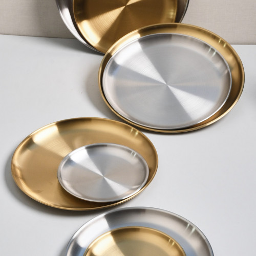 Korea Style 304 Stainless Steel Shallow Plate 14cm - Gold 4