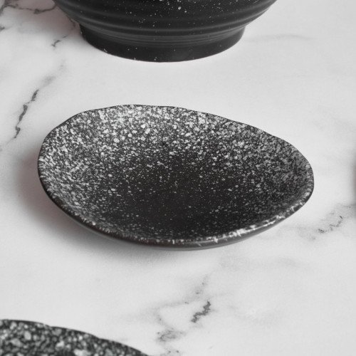 Black Kemuri Sauce Dish Oval 13cm 5