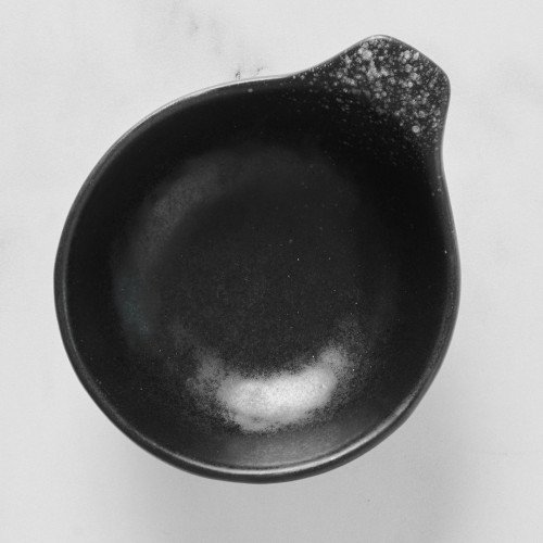 Black Kemuri Sauce Dish Round w/ Handle 11cm 3