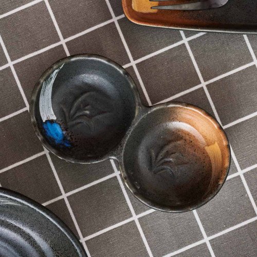 Dark Brown Fusion Double Sauce Dish 5