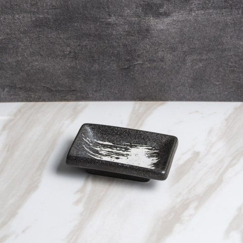 Vanity Black Sauce Dish Rectangular 9 x 6cm