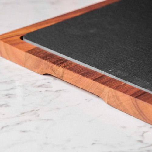 Stone and Wood Combination Long Tray 28 x 19cm 2